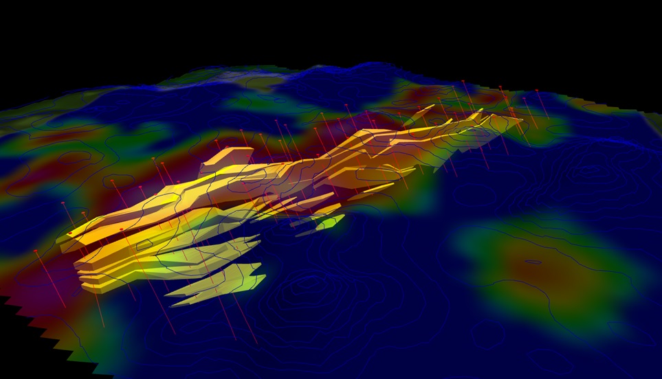Gold ore body drill holes soil anomaly
